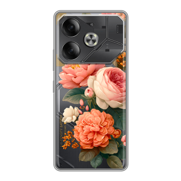 Силиконовый чехол на Tecno Pova 6 с принтом цветы
