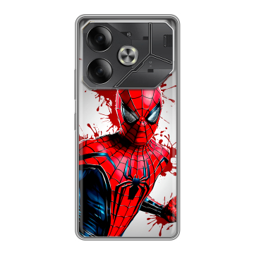 Силиконовый чехол на Tecno Pova 6 с принтом Spiderman Человек паук