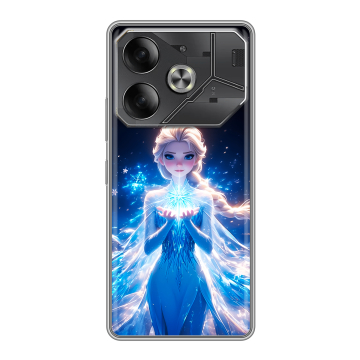 Силиконовый чехол на Tecno Pova 6 с принтом Холодное сердце Frozen Силиконовый чехол на Tecno Pova 6 с принтом Холодное сердце Frozen