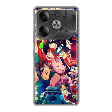 Силиконовый чехол на Tecno Pova 6 с принтом Gravity Falls Гравити Фолз