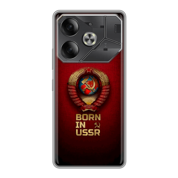 Силиконовый чехол на Tecno Pova 6 с принтом Флаг Герб СССР