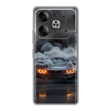 Силиконовый чехол на Tecno Pova 6 с принтом BMW БМВ