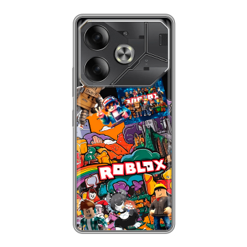 Силиконовый чехол на Tecno Pova 6 с принтом Roblox Роблокс Силиконовый чехол на Tecno Pova 6 с принтом Roblox Роблокс