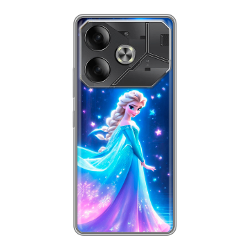 Силиконовый чехол на Tecno Pova 6 с принтом Холодное сердце Frozen Силиконовый чехол на Tecno Pova 6 с принтом Холодное сердце Frozen
