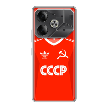 Силиконовый чехол на Tecno Pova 6 с принтом Флаг Герб СССР