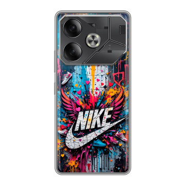 Силиконовый чехол на Tecno Pova 6 с принтом Nike Найк Силиконовый чехол на Tecno Pova 6 с принтом Nike Найк