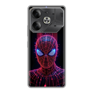Силиконовый чехол на Tecno Pova 6 с принтом Spiderman Человек паук