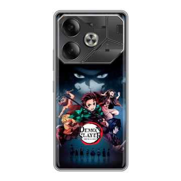 Силиконовый чехол на Tecno Pova 6 с принтом Demon Slayer Клинок рассекающий демонов Силиконовый чехол на Tecno Pova 6 с принтом Demon Slayer Клинок рассекающий демонов
