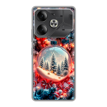 Силиконовый чехол на Tecno Pova 6 с принтом Новый год