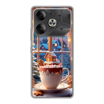 Силиконовый чехол на Tecno Pova 6 с принтом Новый год