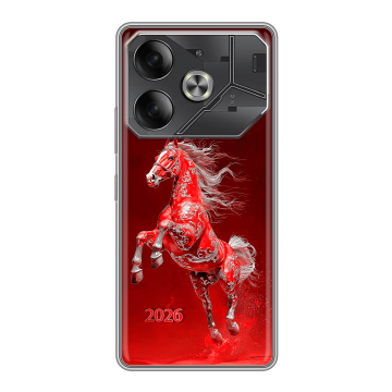 Силиконовый чехол на Tecno Pova 6 с принтом Новый год