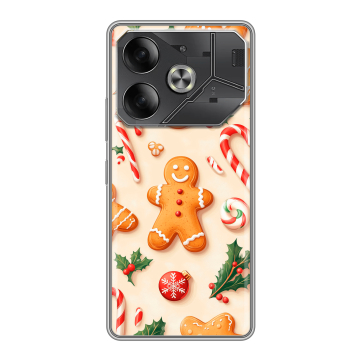 Силиконовый чехол на Tecno Pova 6 с принтом Новый год