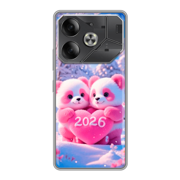 Силиконовый чехол на Tecno Pova 6 с принтом Новый год