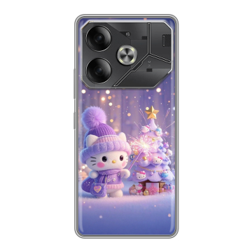 Силиконовый чехол на Tecno Pova 6 с принтом Новый год