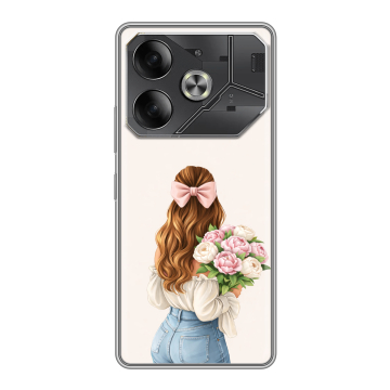 Силиконовый чехол на Tecno Pova 6 с принтом женский