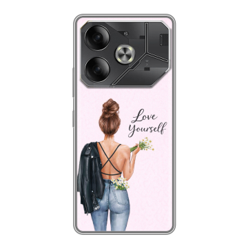 Силиконовый чехол на Tecno Pova 6 с принтом женский