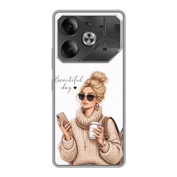 Силиконовый чехол на Tecno Pova 6 с принтом женский Силиконовый чехол на Tecno Pova 6 с принтом женский