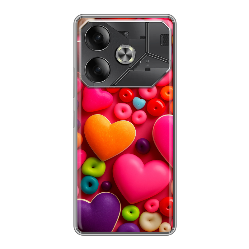Силиконовый чехол на Tecno Pova 6 с принтом Сердечки Силиконовый чехол на Tecno Pova 6 с принтом Сердечки