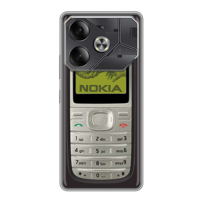 Силиконовый чехол на Tecno Pova 6 с принтом Ретро Нокия Силиконовый чехол на Tecno Pova 6 с принтом Ретро Нокия