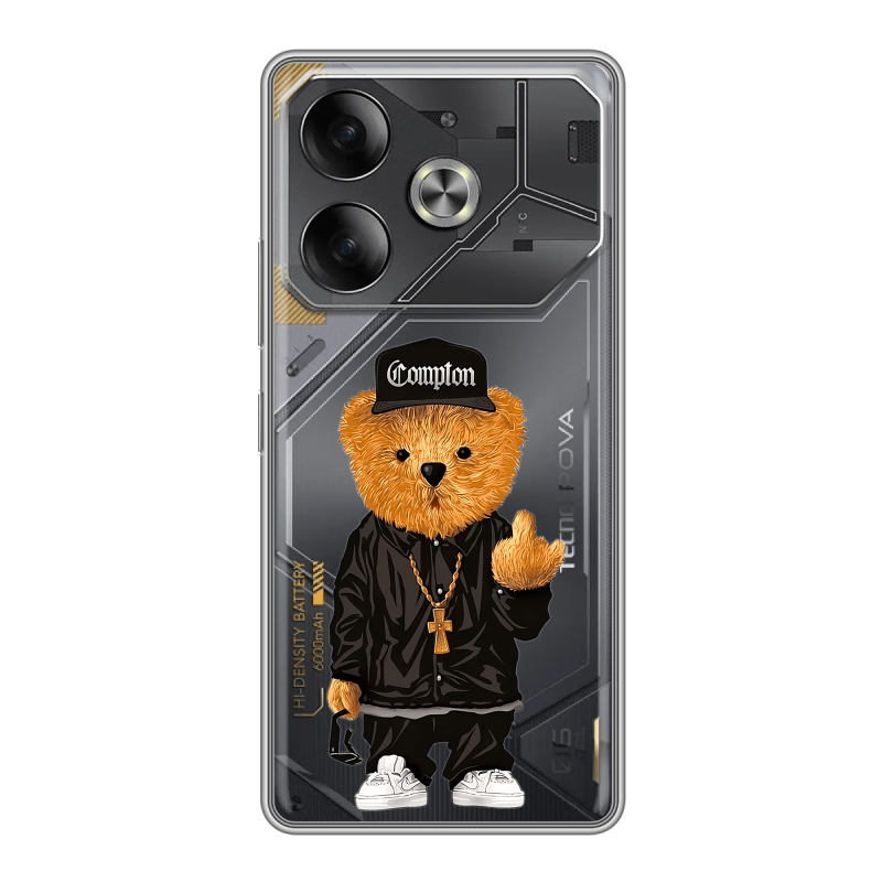 Силиконовый чехол на Tecno Pova 6 с принтом Плюшевый медведь Силиконовый чехол на Tecno Pova 6 с принтом Плюшевый медведь