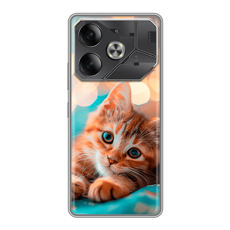 Силиконовый чехол на Tecno Pova 6 с принтом котик Силиконовый чехол на Tecno Pova 6 с принтом котик