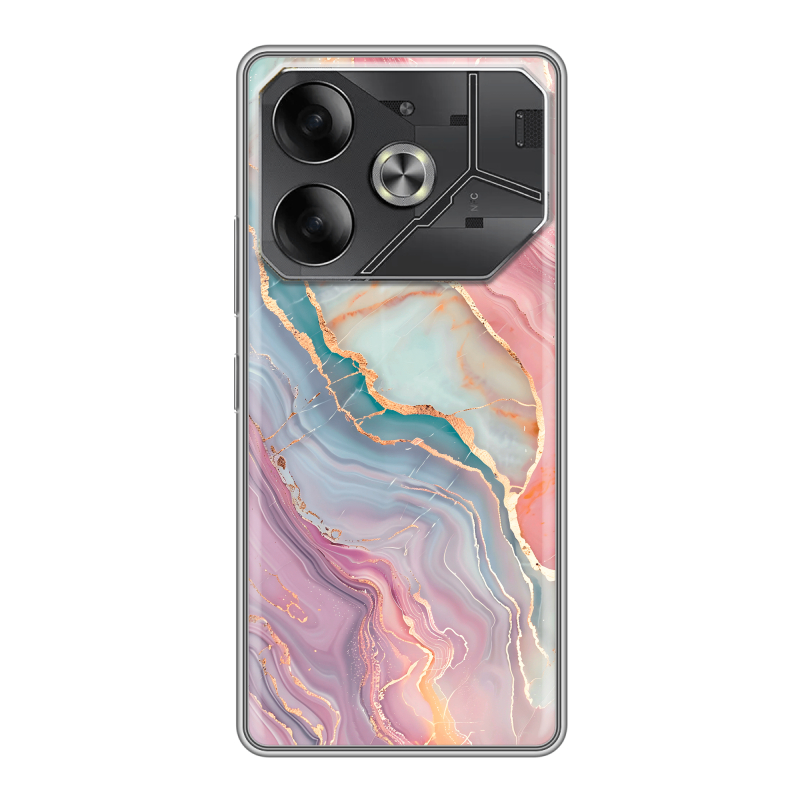 Силиконовый чехол на Tecno Pova 6 с принтом розовый мрамор Силиконовый чехол на Tecno Pova 6 с принтом розовый мрамор