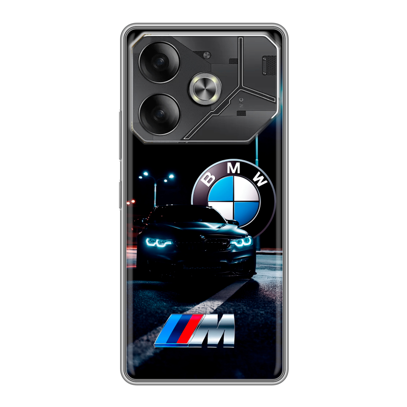 Силиконовый чехол на Tecno Pova 6 с принтом БМВ BMW Силиконовый чехол на Tecno Pova 6 с принтом БМВ BMW