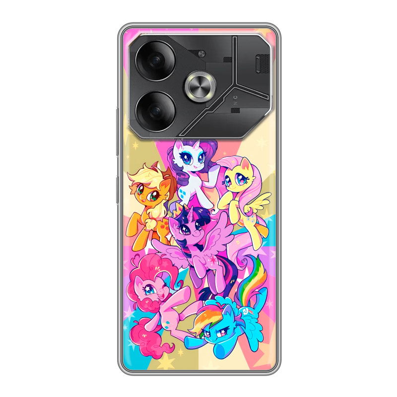 Силиконовый чехол на Tecno Pova 6 с принтом My little pony Дружба чудо Силиконовый чехол на Tecno Pova 6 с принтом My little pony Дружба чудо