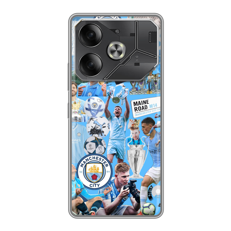 Силиконовый чехол на Tecno Pova 6 с принтом Man City Манчестер Сити Силиконовый чехол на Tecno Pova 6 с принтом Man City Манчестер Сити