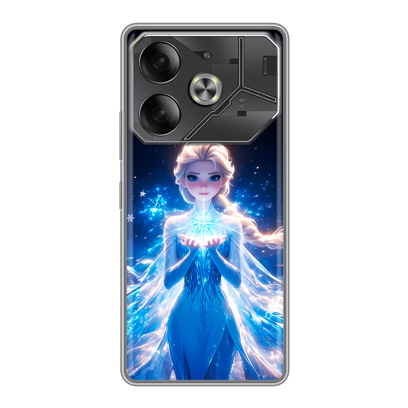 Силиконовый чехол на Tecno Pova 6 с принтом Холодное сердце Frozen Силиконовый чехол на Tecno Pova 6 с принтом Холодное сердце Frozen