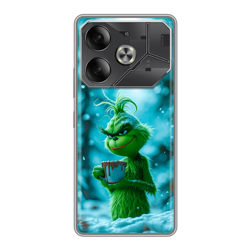 Силиконовый чехол на Tecno Pova 6 с принтом Новый год гринч Силиконовый чехол на Tecno Pova 6 с принтом Новый год гринч