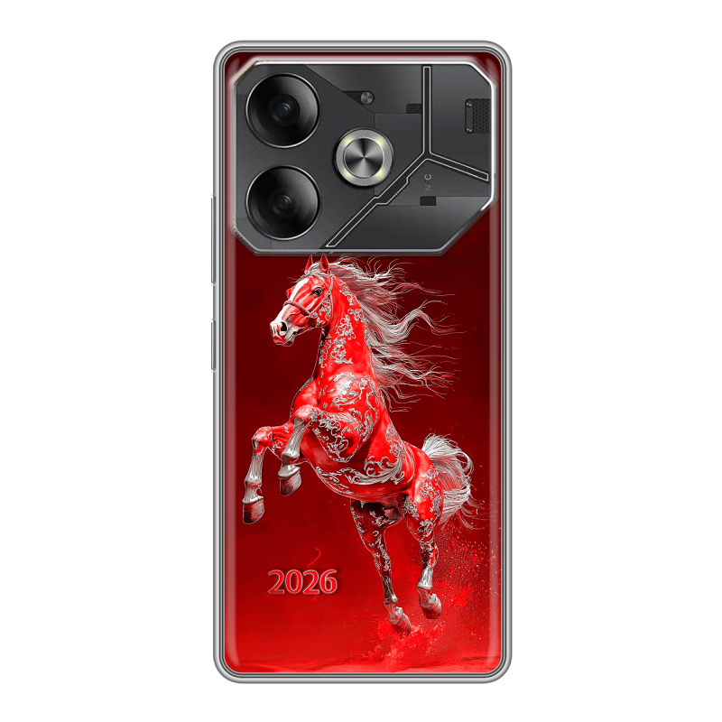 Силиконовый чехол на Tecno Pova 6 с принтом Новый год Силиконовый чехол на Tecno Pova 6 с принтом Новый год