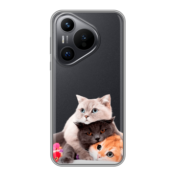 Силиконовый чехол на Huawei Pura 70 с принтом Кошки