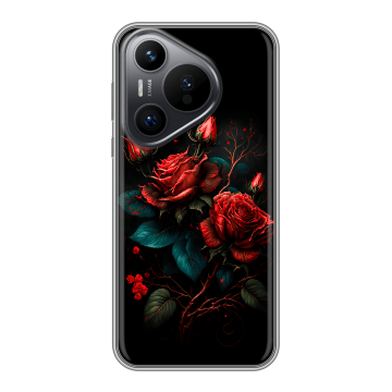 Силиконовый чехол на Huawei Pura 70 с принтом Розы красные