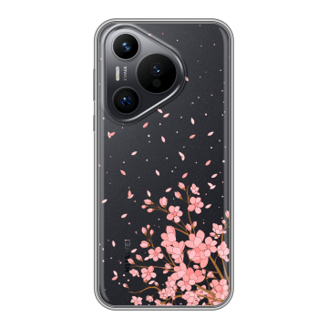 Силиконовый чехол на Huawei Pura 70 с принтом Ветка сакуры