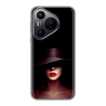 Силиконовый чехол на Huawei Pura 70 с принтом Девушка в шляпе
