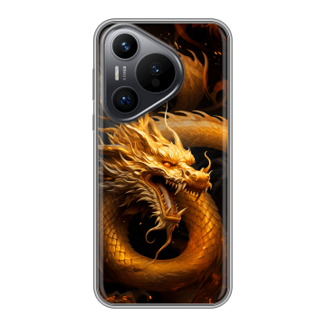 Силиконовый чехол на Huawei Pura 70 с принтом Золотой дракон Силиконовый чехол на Huawei Pura 70 с принтом Золотой дракон