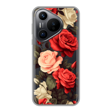 Силиконовый чехол на Huawei Pura 70 с принтом Розы