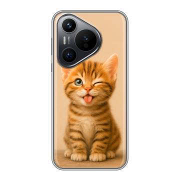 Силиконовый чехол на Huawei Pura 70 с принтом котенок