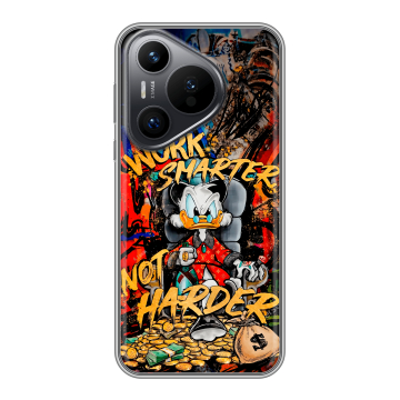 Силиконовый чехол на Huawei Pura 70 с принтом Дональд Дак Деньги