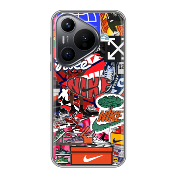 Силиконовый чехол на Huawei Pura 70 с принтом Найк Nike яркий