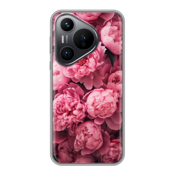 Силиконовый чехол на Huawei Pura 70 с принтом цветы пионы