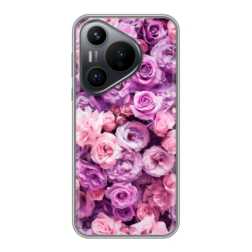 Силиконовый чехол на Huawei Pura 70 с принтом лавандовые розы