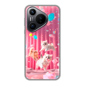 Силиконовый чехол на Huawei Pura 70 с принтом милые котики