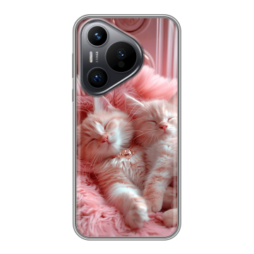 Силиконовый чехол на Huawei Pura 70 с принтом котята котики Силиконовый чехол на Huawei Pura 70 с принтом котята котики
