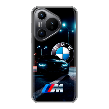 Силиконовый чехол на Huawei Pura 70 с принтом БМВ BMW Силиконовый чехол на Huawei Pura 70 с принтом БМВ BMW
