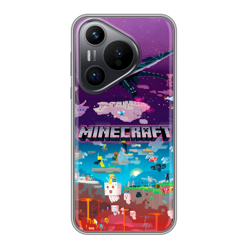 Силиконовый чехол на Huawei Pura 70 с принтом Майнкрафт Minecraft