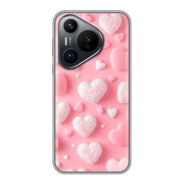 Силиконовый чехол на Huawei Pura 70 с принтом Сердечки