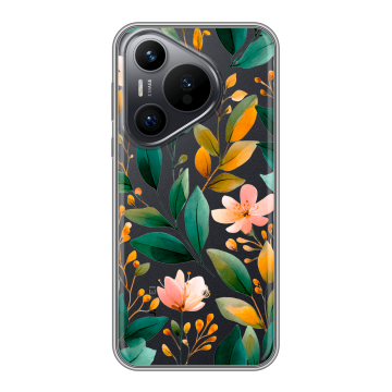 Силиконовый чехол на Huawei Pura 70 с принтом Цветы паттерн