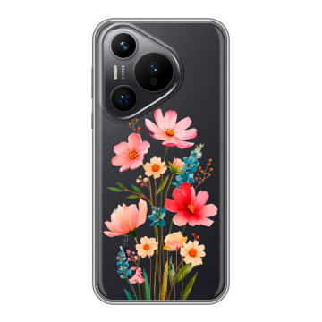 Силиконовый чехол на Huawei Pura 70 с принтом Цветы